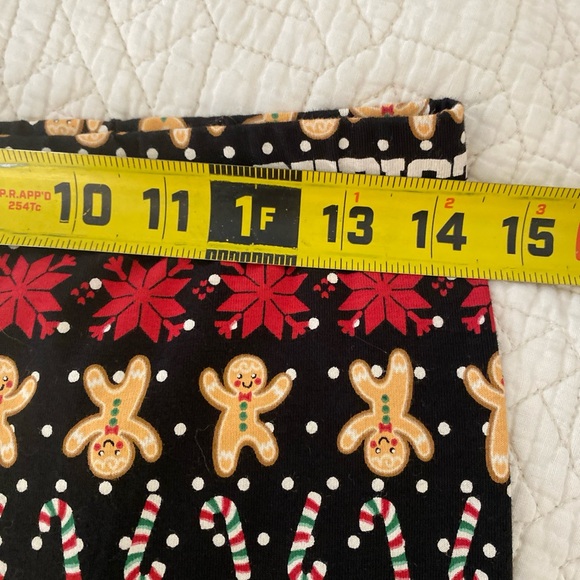 Holiday Time Girls Leggings size XXL 18 stretchy gingerbread men candy canes - Picture 7 of 8